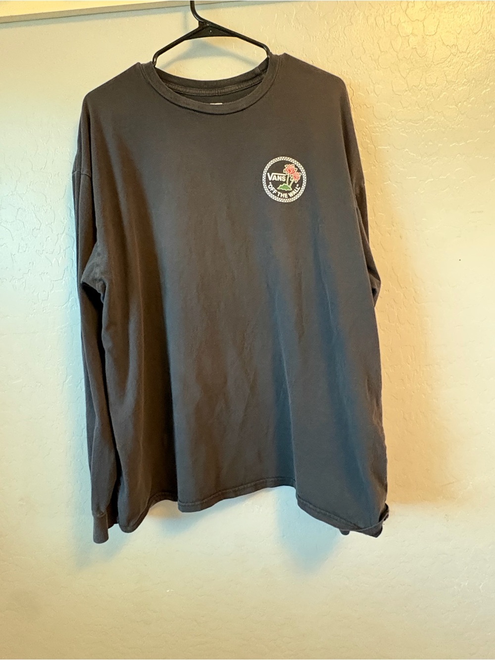 Vans Black Long-Sleeve Crew with Small Chest Patch